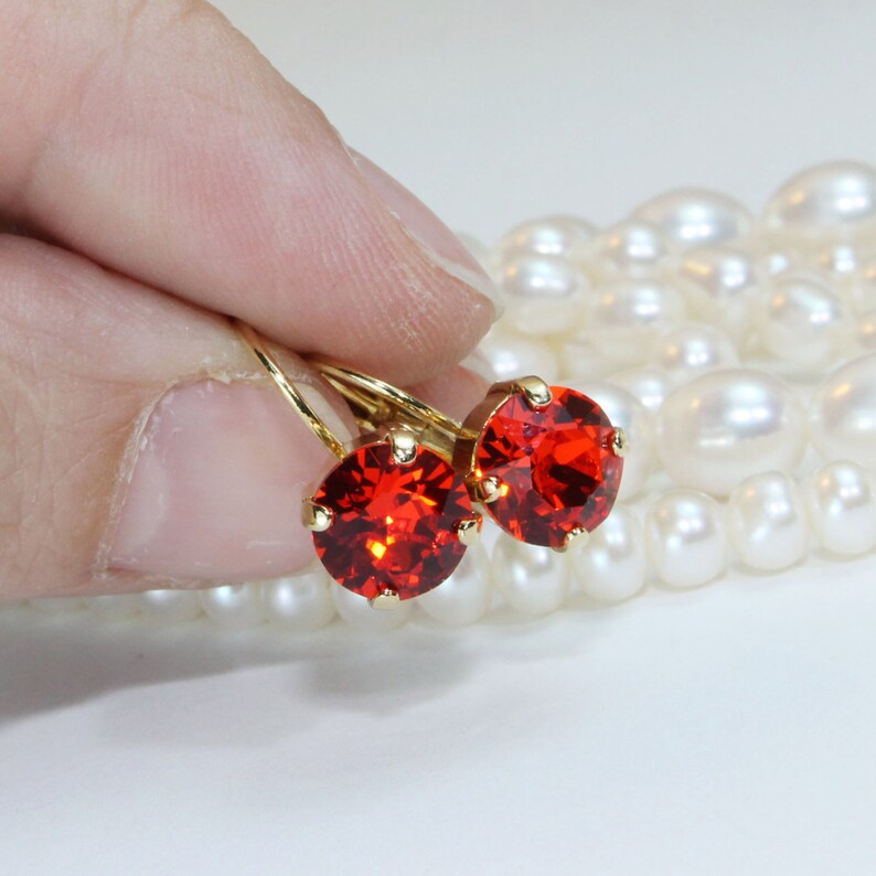 Orange EarringsSwarovski Crystal Orange EarringsOrange Drop Etsy