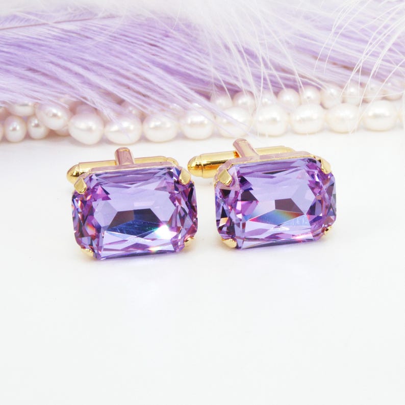 Purple tuxedos, suits, ties, vests and cufflinks - men's lavender crystal cufflinks