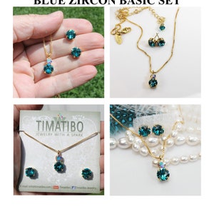Teal Stud Earrings, Peacock Blue Wedding Jewelry, Teal Gold Prom Studs, Crystal Stud Earrings, Blue Zircon Earrings, Gemstone, 8mm GE1 image 9