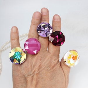 Fuchsia Gemstone Ring, Pink Wedding Ring, Statement Bridal Jewelry, Magenta Engagement Ring, Anniversary Gift, Giant Stone Ring, Gift, SR63