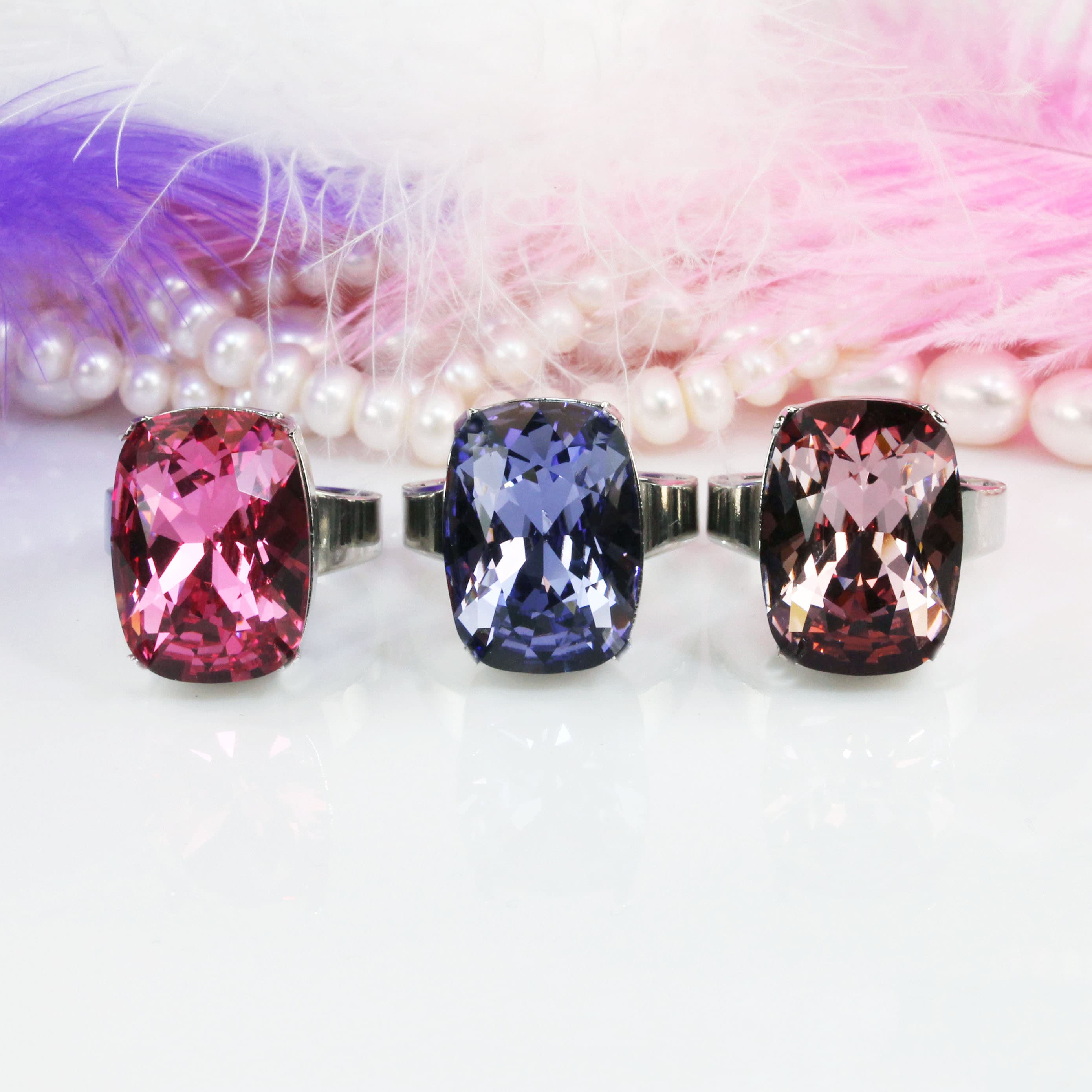 Ruby Red Crystal Ring, Cherry Red Cocktail Ring, Statement Rings