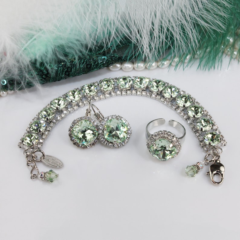 Sage Green Jewelry Set Light Green Jewelry Chrysolite Etsy