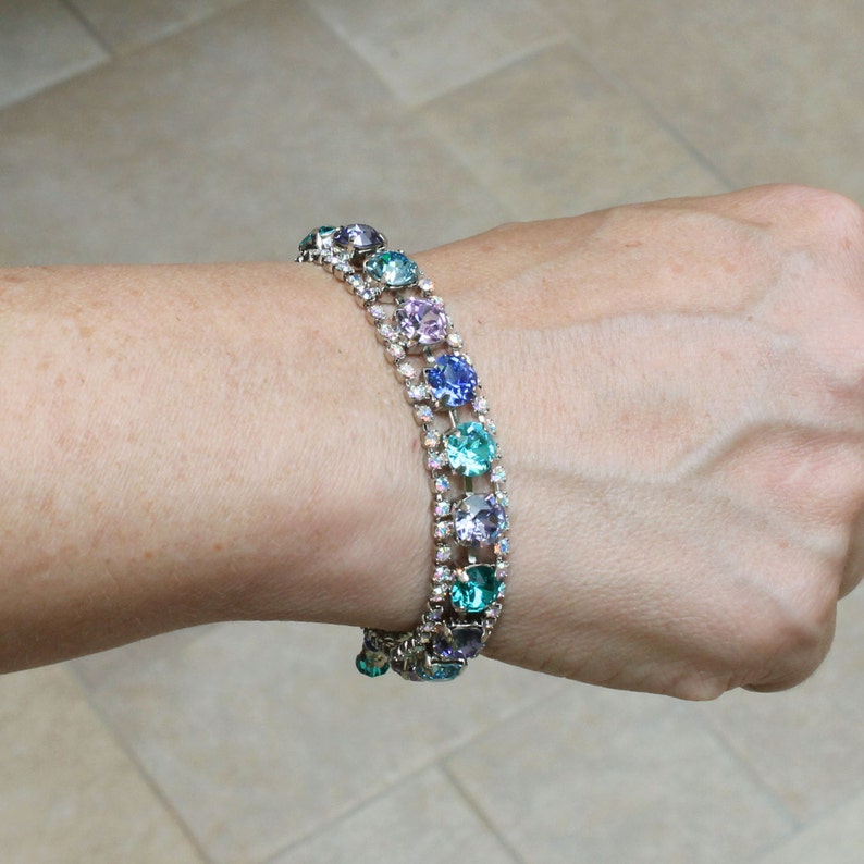 Blue Crystal Bracelet Gold Navy 8mm European Crystal Set Etsy