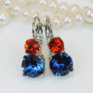 Florida Gators Earrings, Orange and Blue Jewelry, Game Day Jewelry, New York Mets Dangle Earrings, College Football Jewelry, Crystal, SE45