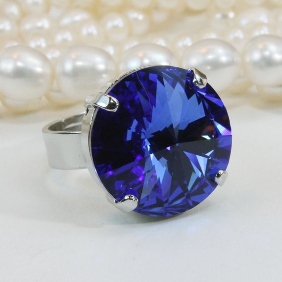 Large Sapphire Diamond Ring - 14 kt. White gold - Ring - 26.00 ct Sapphire  - 1.19 D-F/VVS Diamond in Israel