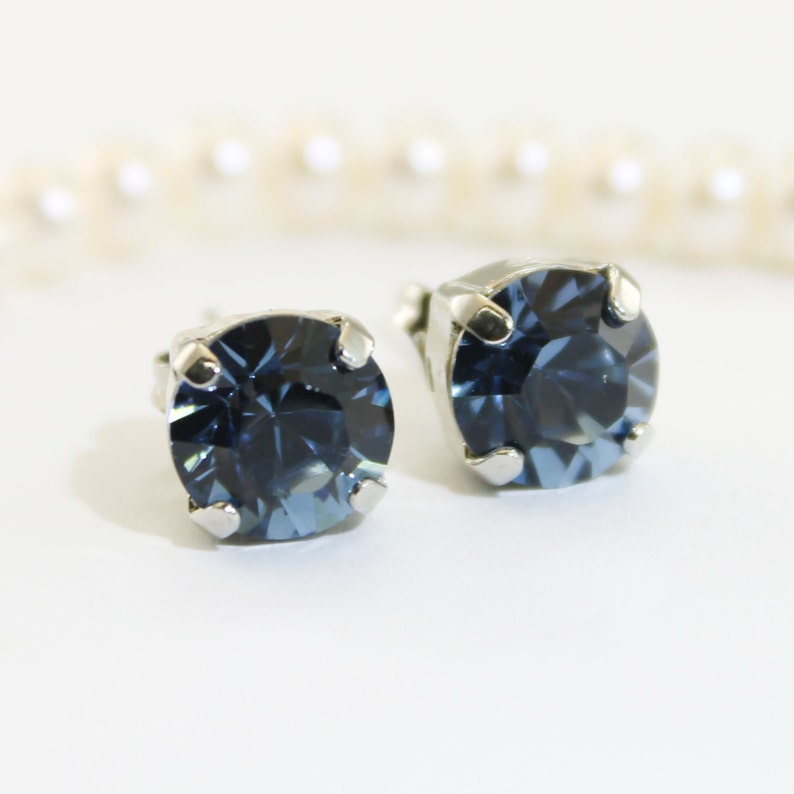 Fletcher Stud Earrings in Navy Gunmetal Indigo