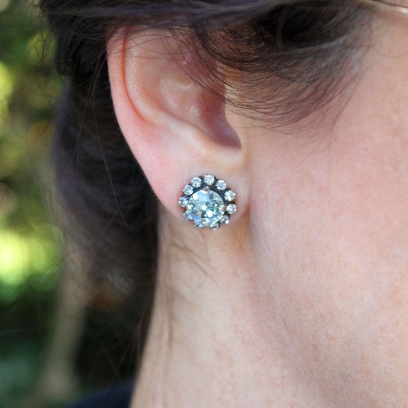 Navy Blue Stud Earrings Navy Swarovski Crystal Studs Navy Etsy