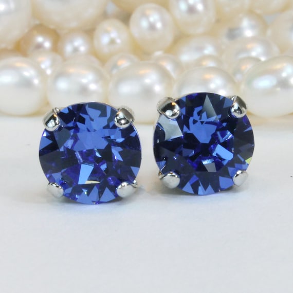 Royal Blue Stud Earrings Blue Sapphire Studs Royal Blue Wedding