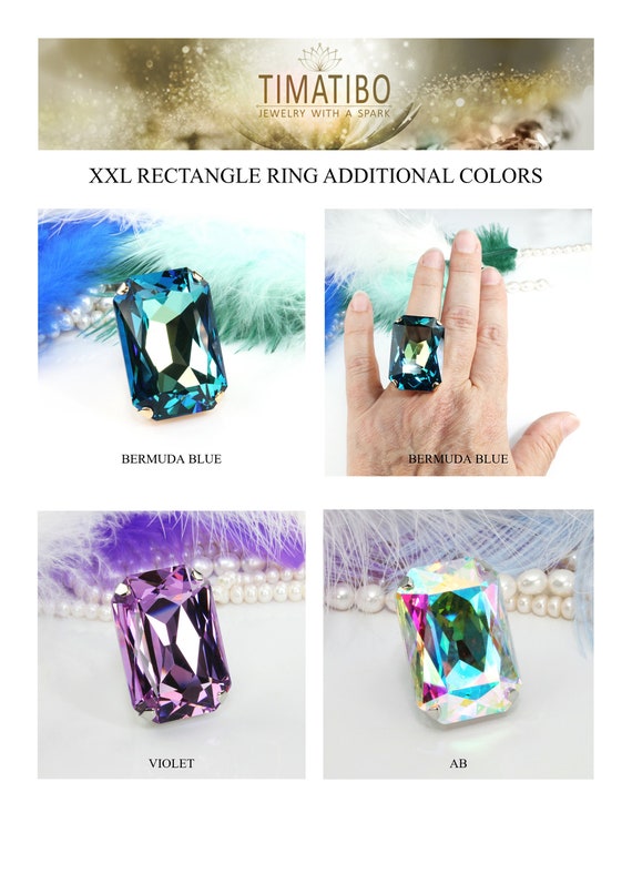 Huge Cocktail Rings, Big Stone Ring, Large Crystal Ring, Oversize