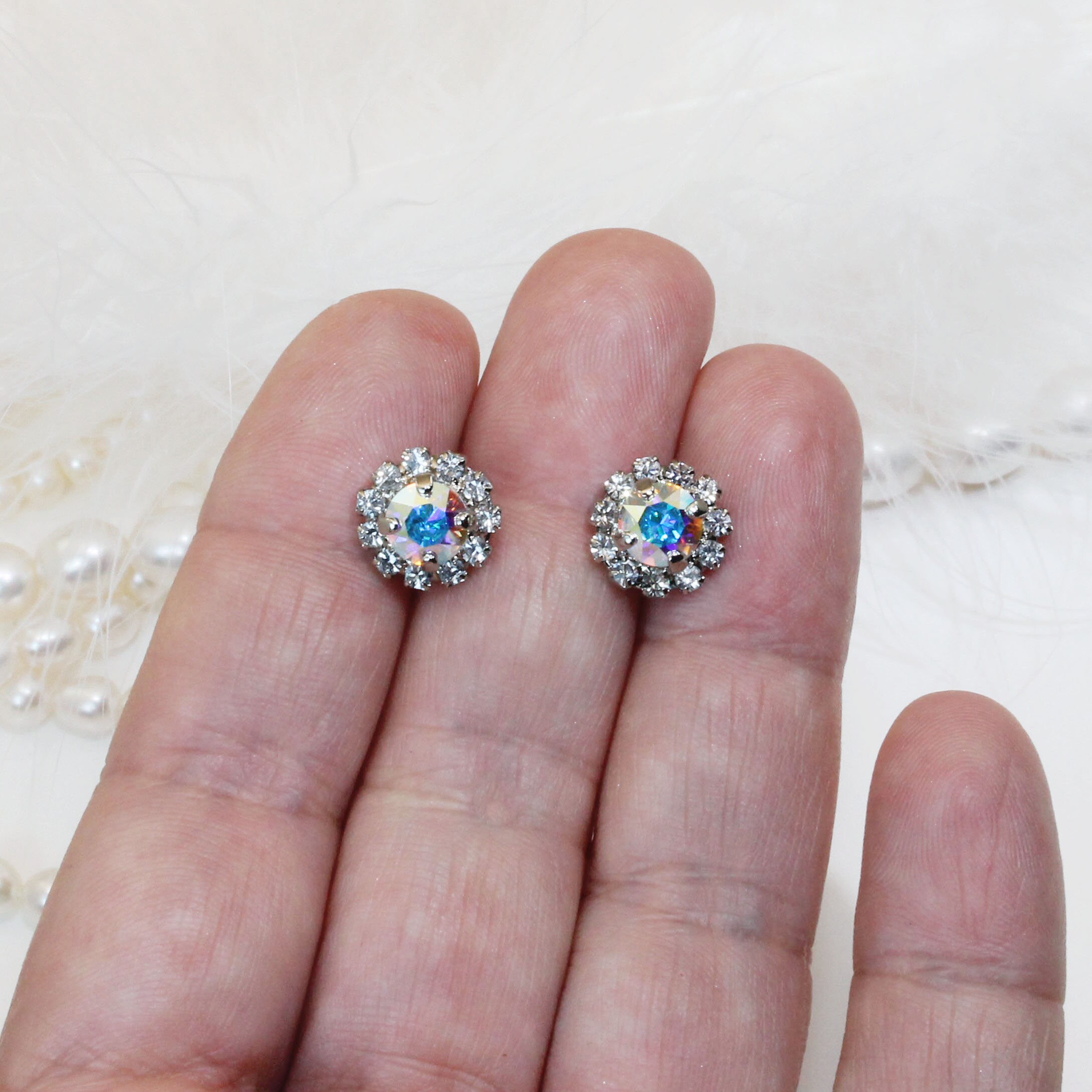 Little Girl Stud Earrings European Crystal Diamond Like Clear Etsy
