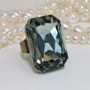Black Diamond Ring, Gray Diamond Ring, Grey Cocktail Ring, Black Crystal Ring, Statement Rings, Oversized Mens Ring, April Birthstone BR59