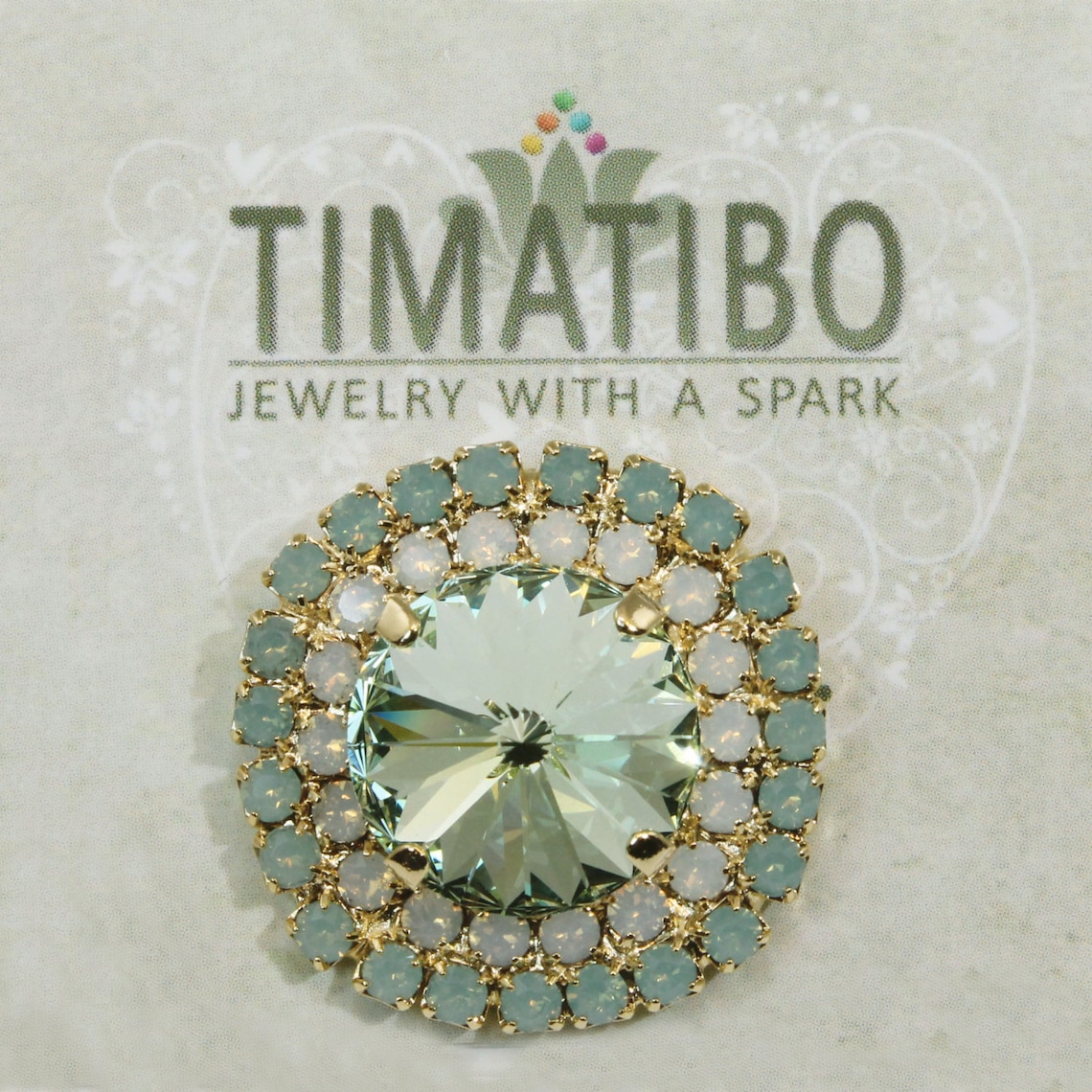 Mint Green Brooch Pin White Opal Lapel Pin European Crystal Etsy