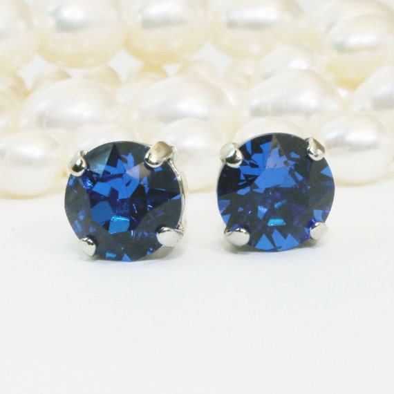 Royal Blue Crystal Studs European Royal Blue Post Earrings | Etsy