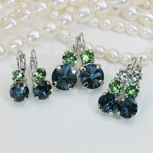Seattle Seahawks Earrings, Blue Green Jewelry, Gameday Gifts, Drop Crystal earrings, NFL Cheer Team Colors, College Football, Montana,SE45