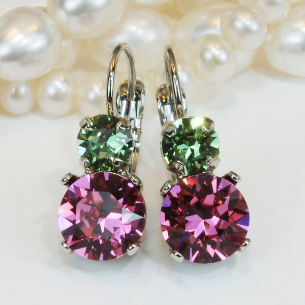 Pink Green Earrings Etsy