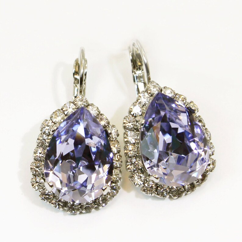 Lavender Crystal Earrings Bridal Swarovski Light Purple | Etsy