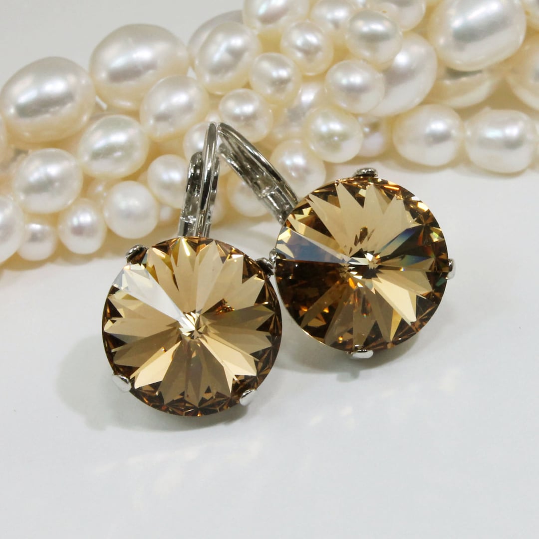 Glittery brown earrings