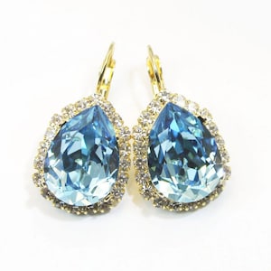 Aquamarine teardrop earrings, Bridesmaids Gift, Aqua Blue Drop Earrings, March Birthstone, Beach Wedding Jewelry, Bridal Jewelry, GE101