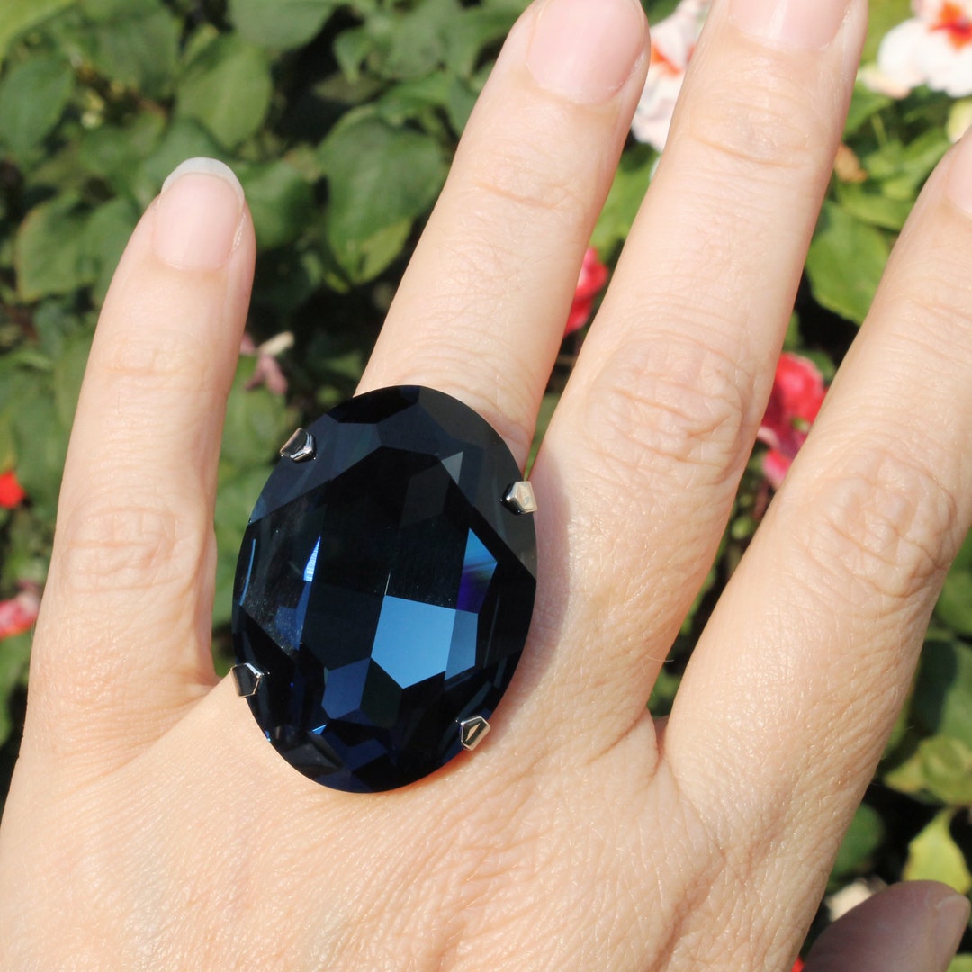 Large Blue Stone Ring, Mens Huge Rings, Extra Large Cocktail Rings