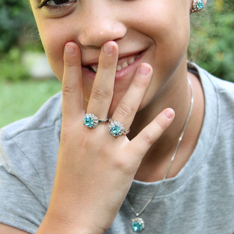 Flower Girl Jewelry Set Wedding Toddler Little Girl Gift Aqua Etsy
