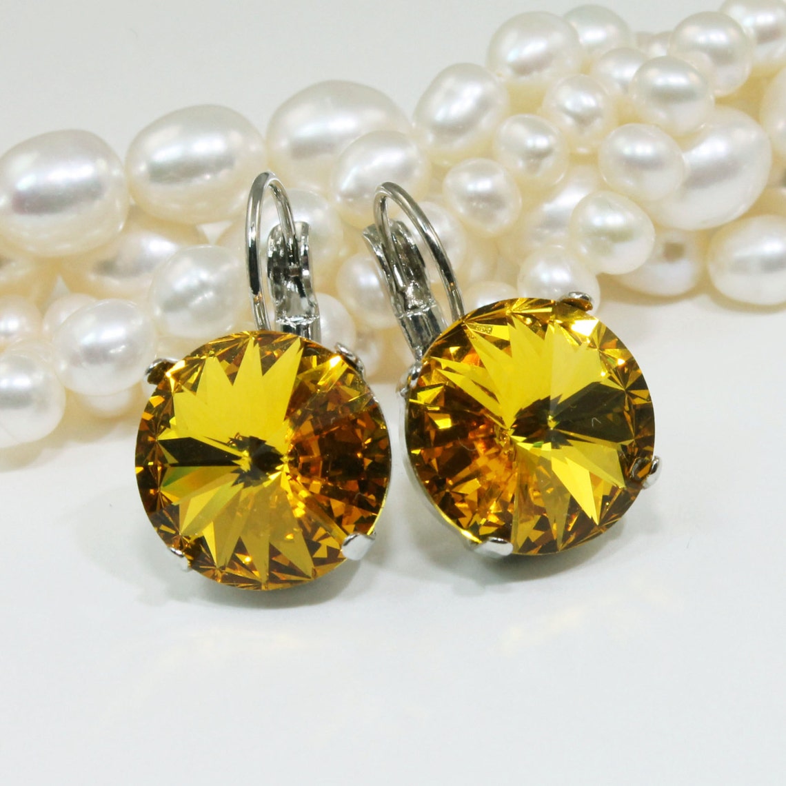 Yellow Earrings Yellow Yellow Swarovski Crystal Earrings Etsy