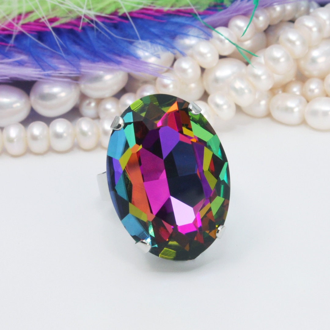 Gay Pride Ring, Volcano Ring, Rainbow Crystal Ring, LGBTQ Ring ...