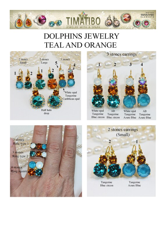 マイアミ ドルフィンズ イヤリング、アクア オレンジ チームカラー