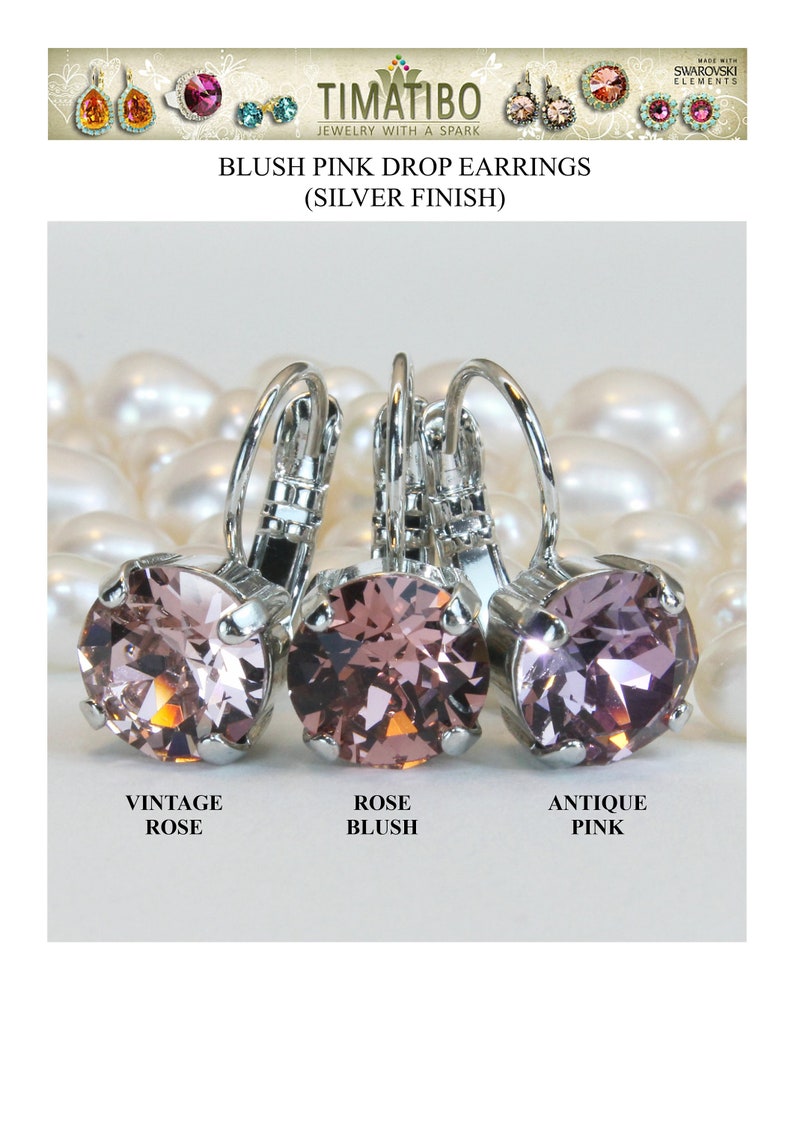 Blush Pink Earrings Bridesmaids Swarovski Crystal Antique Etsy