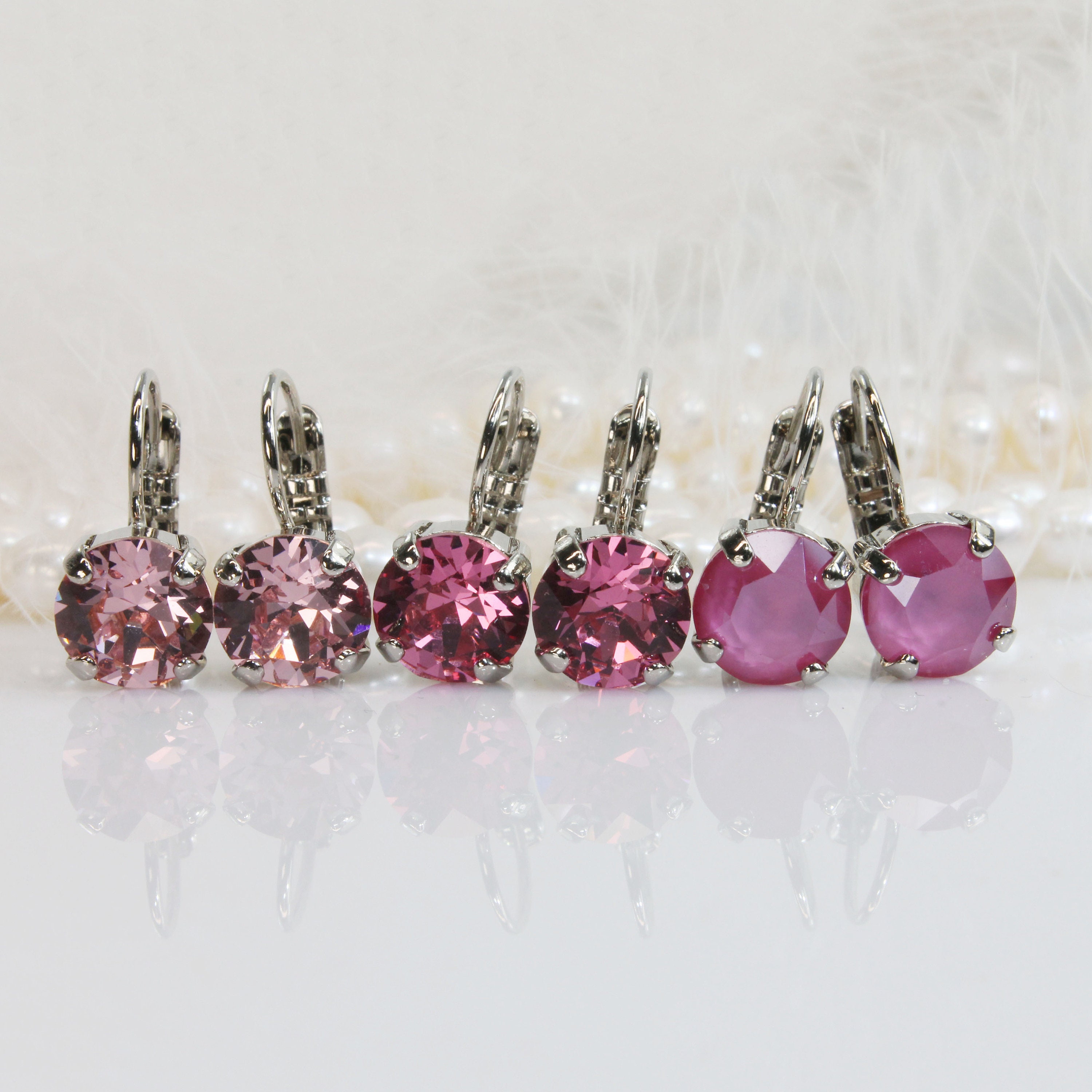 Pink Crystal Earrings Pink Gold Drop Earrings Pink European Etsy Israel