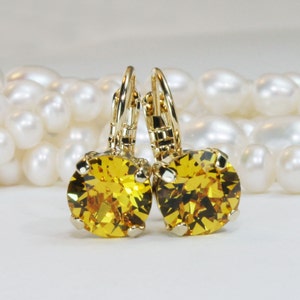 Yellow Crystal Earrings,Yellow earring,Sunflower earrings Canary Yellow Drop Earrings European Crystal Earrings Yellow Wedding,Sunflower,GE2