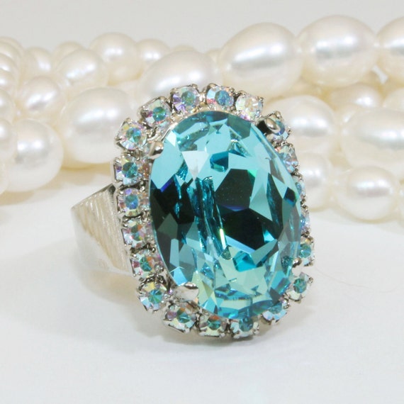 Aqua blue ring deals