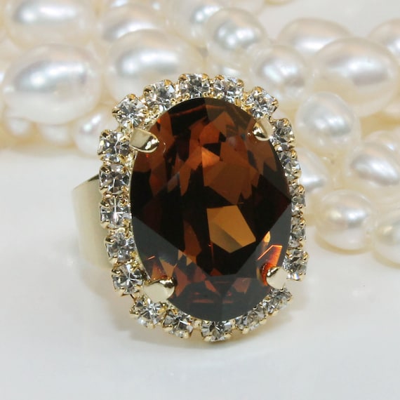 Brown crystal ring deals