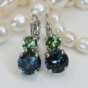 Blue Green Drop Earrings, Fashion Women Jewelry