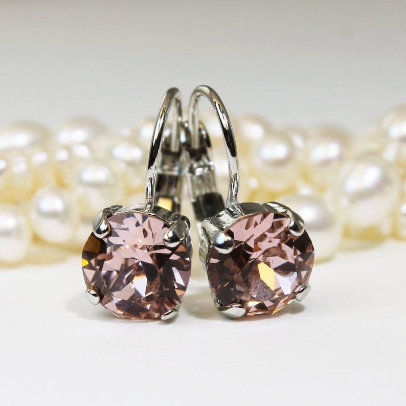 Blush Pink Earrings Bridesmaids Swarovski Crystal Antique Etsy
