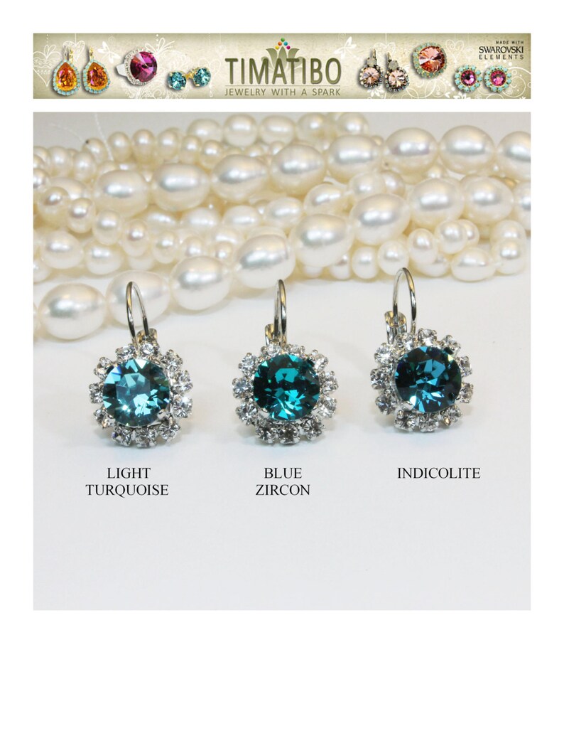 Teal Earrings Teal Gold Earrings Teal Crystal Drop Earrings | Etsy