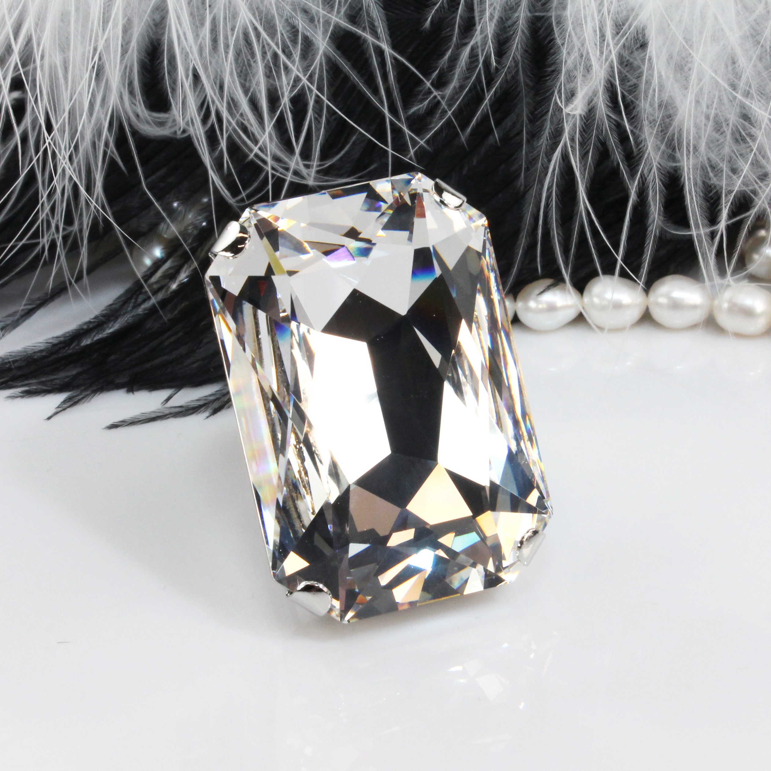 Huge Clear Rhinestone Ring, Large Cocktail Ring, Maximalist Jewelry ...