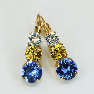 Golden State warriors Ohrringe, UCLA Cheerleader-Schmuck, blaue und gelbe Tropfen Kristallohrringe, San Diego Ladegeräte Spieltag Zubehör, GE45
