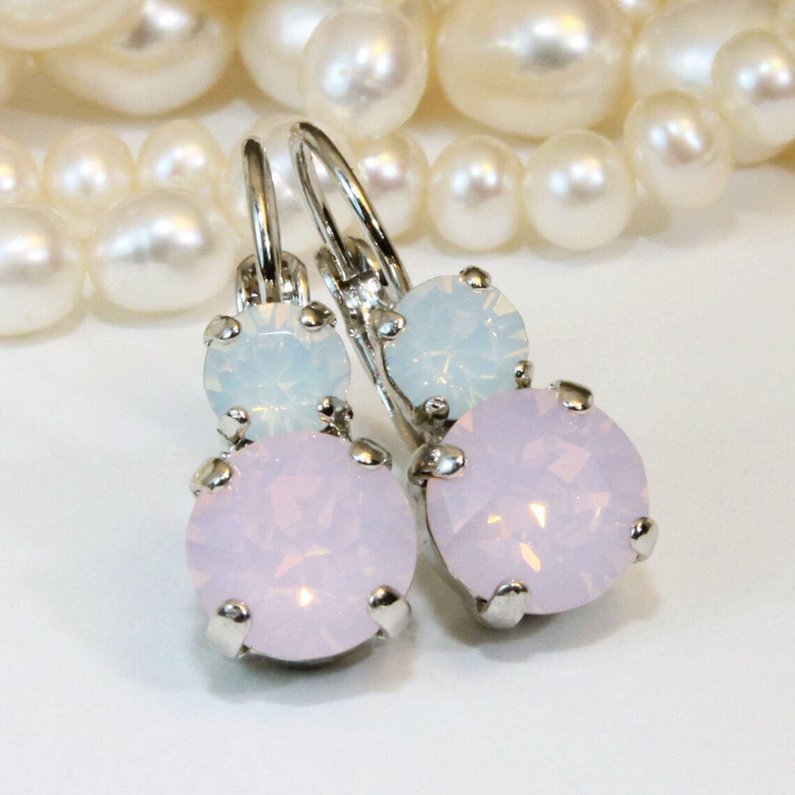 Pink Opal Cocktail Bead Earrings