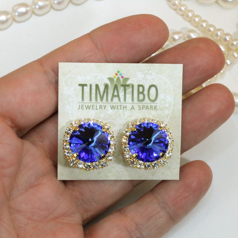 Sapphire Blue Crystal Clip Earrings Royal Blue Clip Ons Etsy