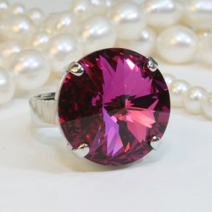 Pink Ring for Bride, Fuchsia Ring, Magenta Cocktail Ring, Hot Pink Statement Ring, Pink Wedding Jewelry, Engagement Ring, Promise Ring, SR47