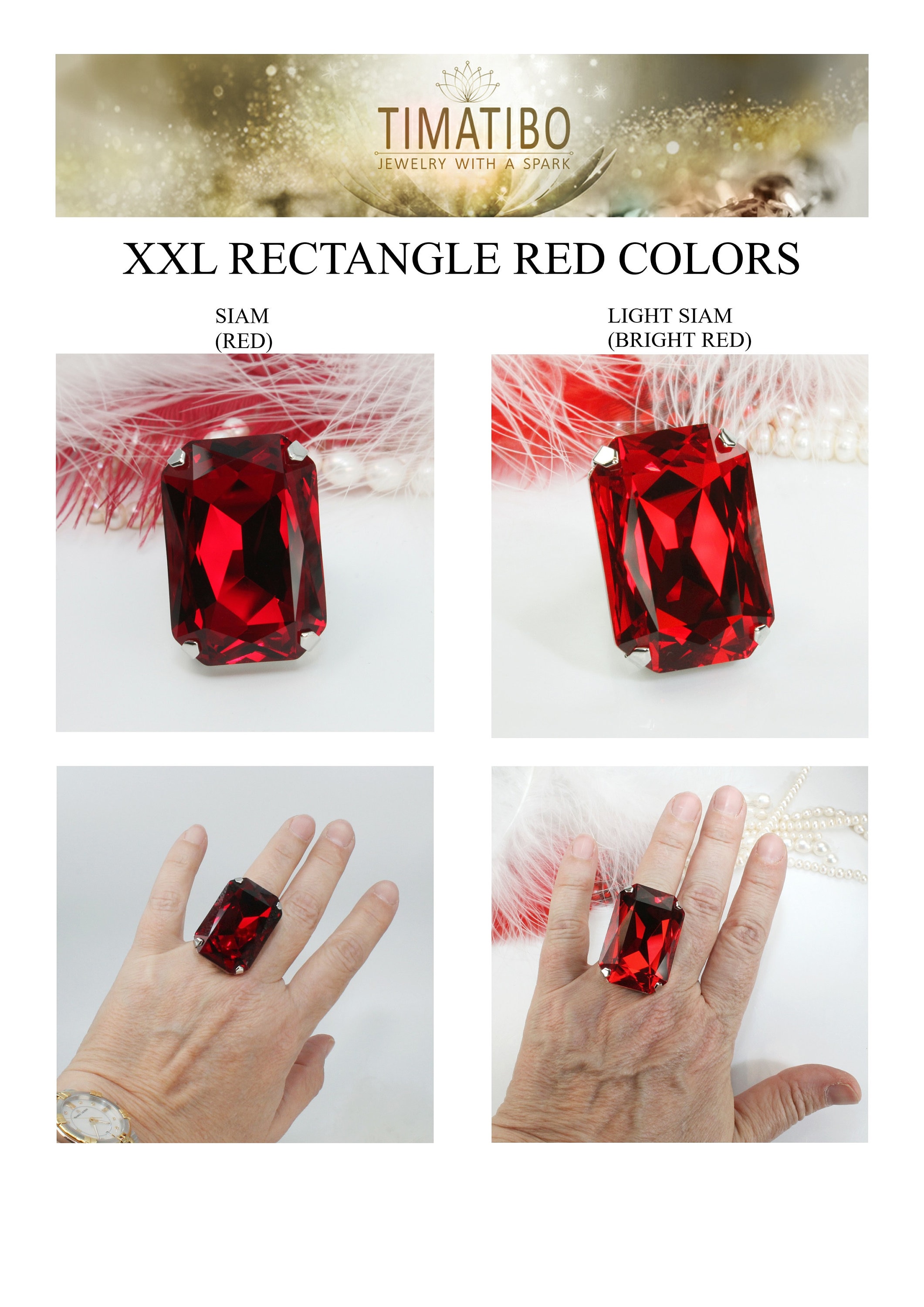 Bague Cristal Rouge Ovale Et Noire Rhodiée - Taille 7 - Modèle R6400 - Neuf Sans Emballage