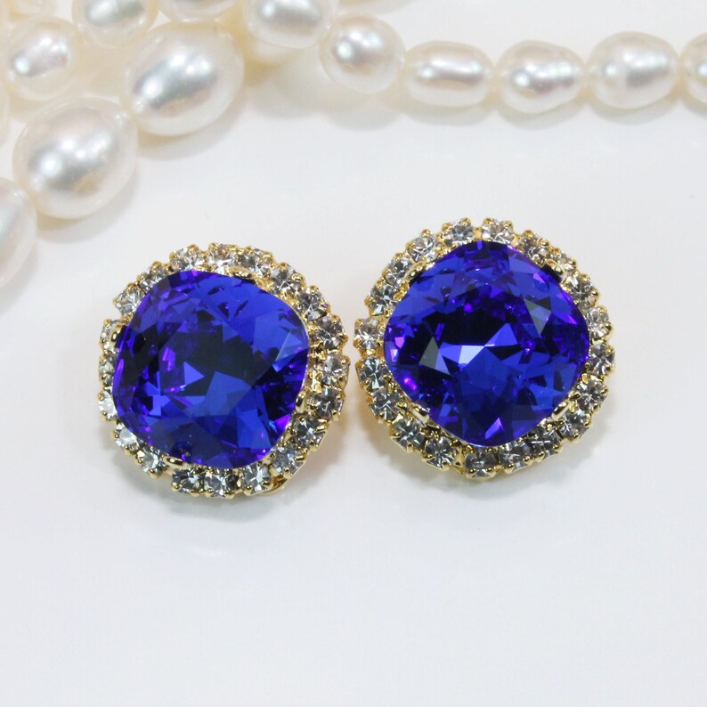 Royal Blue Clip on Earrings Sapphire Bridesmaids Gift Wedding Etsy