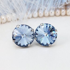 Aquamarine Stud Earrings, Bridesmaids Favors, March Birthstone Post Earrings, Wedding Earrings, Bridal Party Gifts, Crystal Earrings, SE113