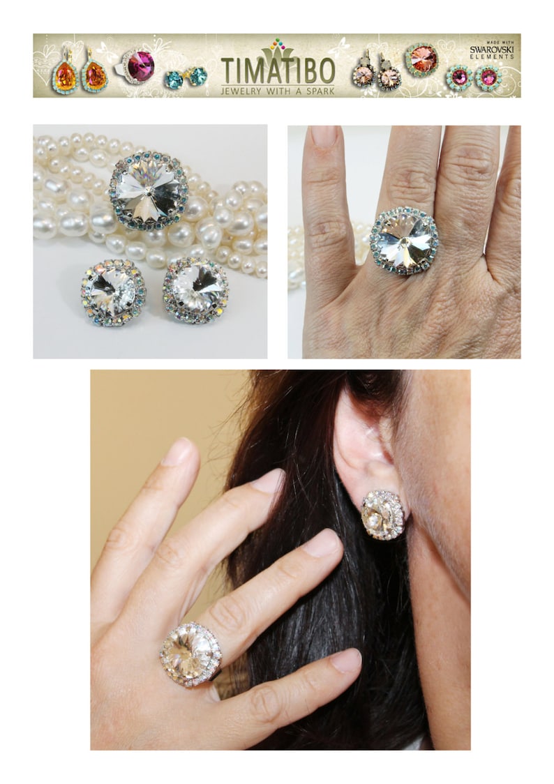 Clear Clip on earrings Crystal AB Clip Ons Bridal Earrings Etsy