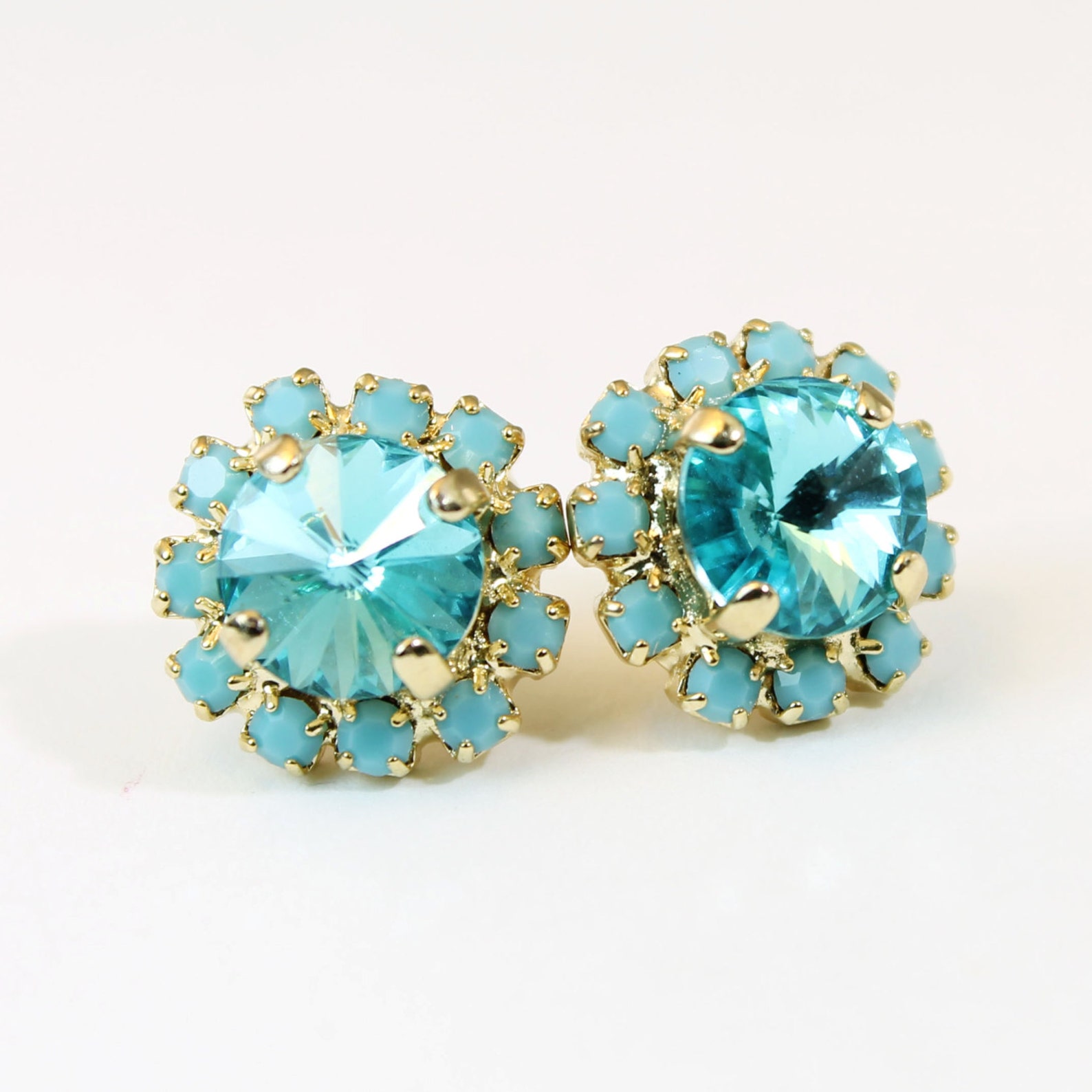 Turquoise Studs Aqua Blue Stud earrings Blue Turquoise Etsy