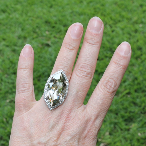 Grey crystal best sale ring