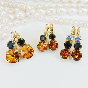 Halloween Earrings Black Orange Drop Crystal Earrings Cincinnati Bengals Cleveland Browns,Flyers Giants Orioles Cowboys Jewlery,Gold,BE102