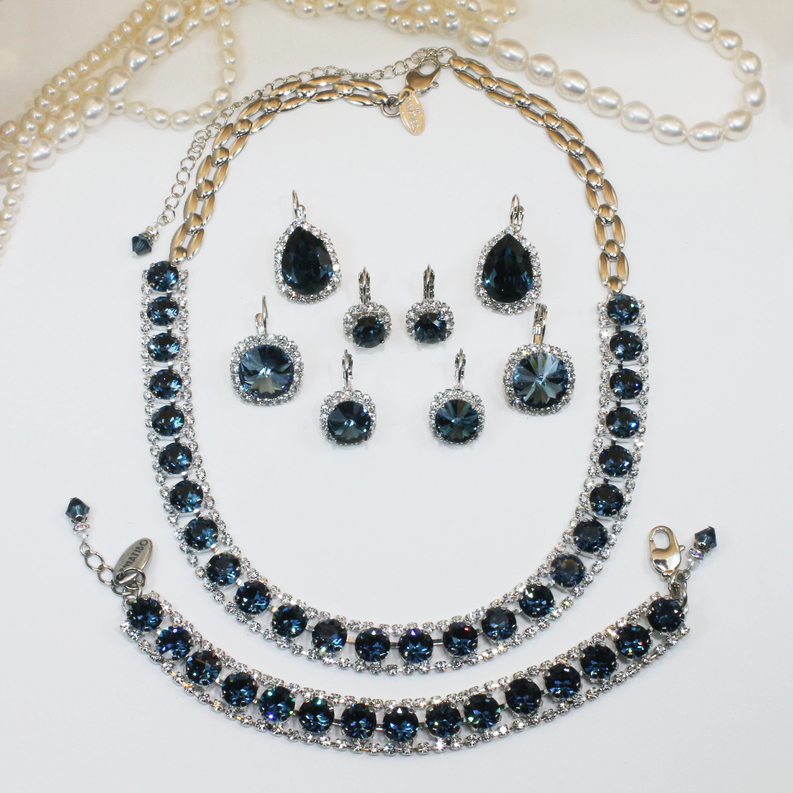 Navy Blue jewelry Set Navy Blue Bridal European Crystal Full Etsy