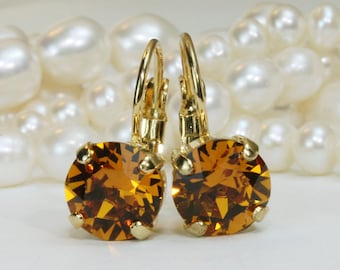 Topas Ohrringe Gelber Topas European Crystal Drop Kristallohrringe Gelber Topas Einzelstein Ohrringe, Topas Hochzeit,Gold,Topas,GE2