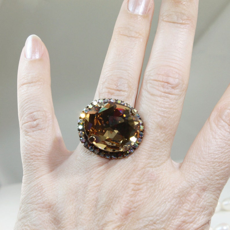 Mint Cocktail Ring Mint Green Oversize Gold ring Pale Green Etsy